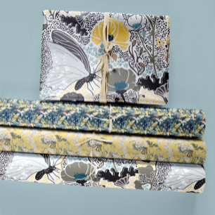 Elegant Butterflies Botanical Decoupage Gift Wrapping Paper Sheet