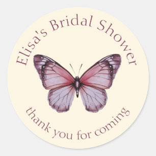 Elegant Butterflies Bridal Shower CUSTOM Classic Round Sticker