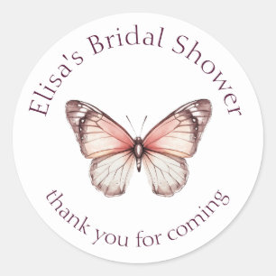 Elegant Butterflies Bridal Shower CUSTOM Classic Round Sticker