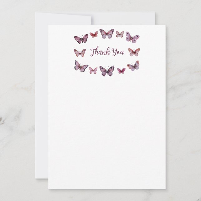 Elegant Butterflies Bridal Shower CUSTOM Thank You Card (Front)