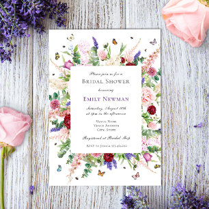 Elegant Butterflies & Floral Bridal Shower  Invitation