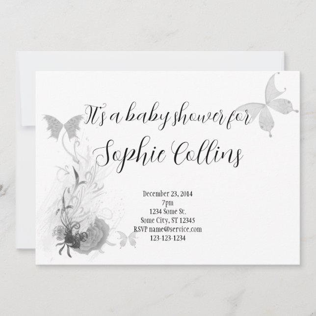 Elegant Butterflies Roses Babyshower Invitation (Front)