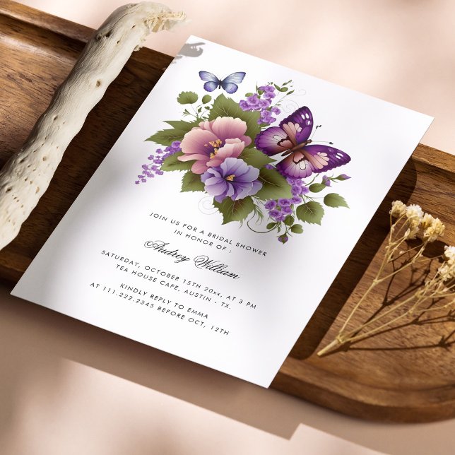 Elegant Butterfly and Bloom Bridal Shower Invitation (Personalized Elegant Butterfly and Bloom Bridal Shower Invitation)