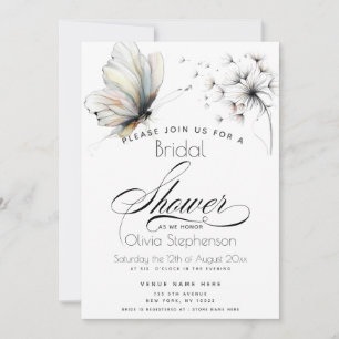 Elegant Butterfly and Dandelion Puff Pastels Ink Invitation