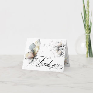 Elegant Butterfly and Dandelion Puff Pastels Ink  Thank You Card