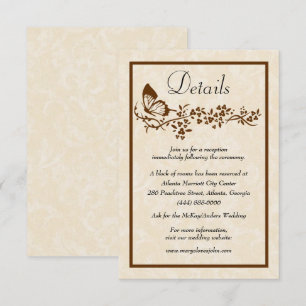 Elegant Butterfly And Floral Wedding Details Enclosure Card