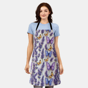 Elegant Butterfly and Lavender Design Apron