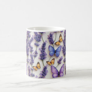 Elegant Butterfly and Lavender Design Coffee Mug