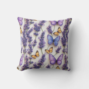 Elegant Butterfly and Lavender Design Cushion