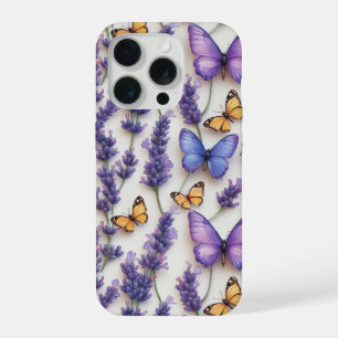 Elegant Butterfly and Lavender Design  iPhone 15 Pro Case