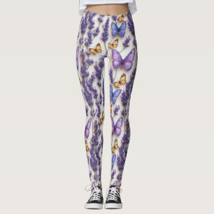 Elegant Butterfly and Lavender Design Leggings