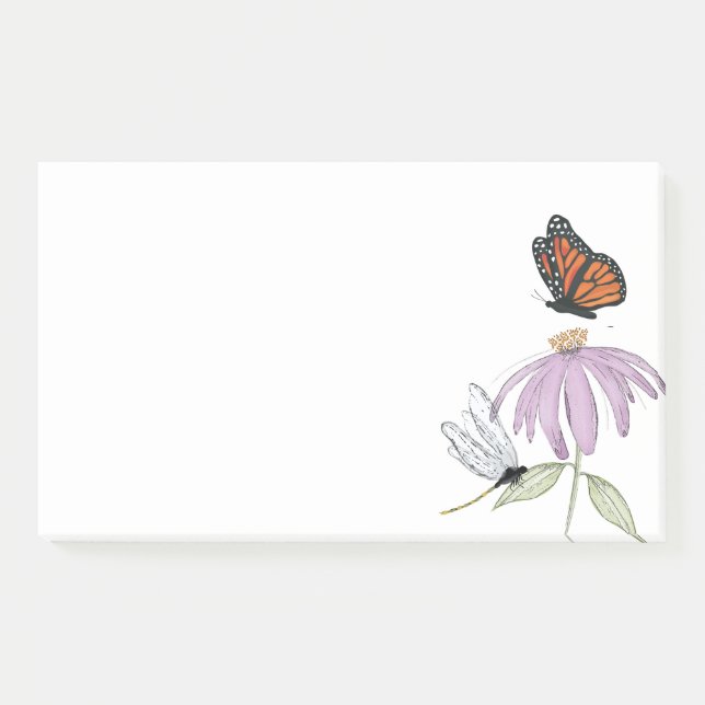 Elegant Butterfly and Purple Flower Stylish blank Post-it Notes (Front)