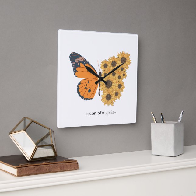 Elegant Butterfly and Sunflower Clock (Office)
