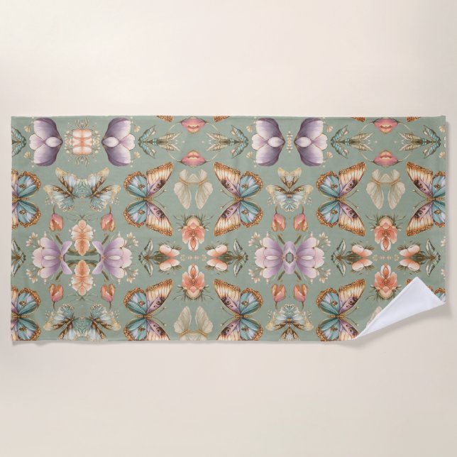 Elegant Butterfly Artisan  Beach Towel (Front)