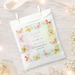 Elegant Butterfly Baby Girl 1st Birthday Favor Bag