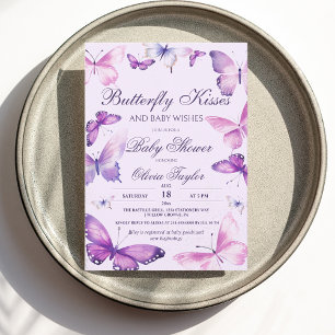 Elegant Butterfly Baby Shower Girl Purple Pink Inv Invitation