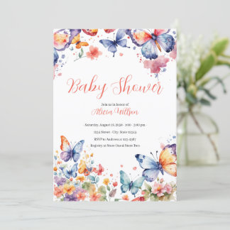 Elegant Butterfly Baby Shower Invitation