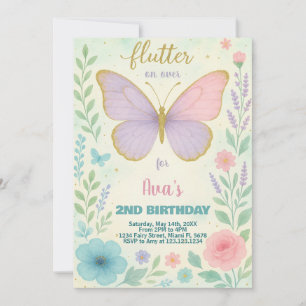 Elegant Butterfly Birthday Invitation