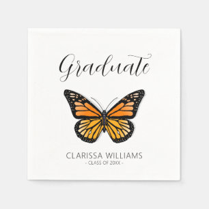 Elegant Butterfly Black & White Graduation Party Napkin