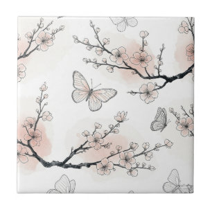 Elegant Butterfly Blossom (10) Ceramic Tile