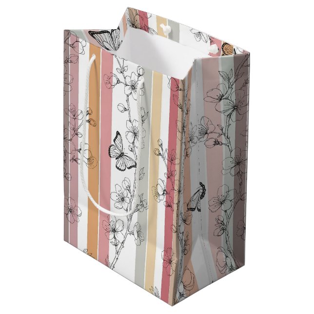 Elegant Butterfly Blossom (10) Medium Gift Bag (Front Angled)