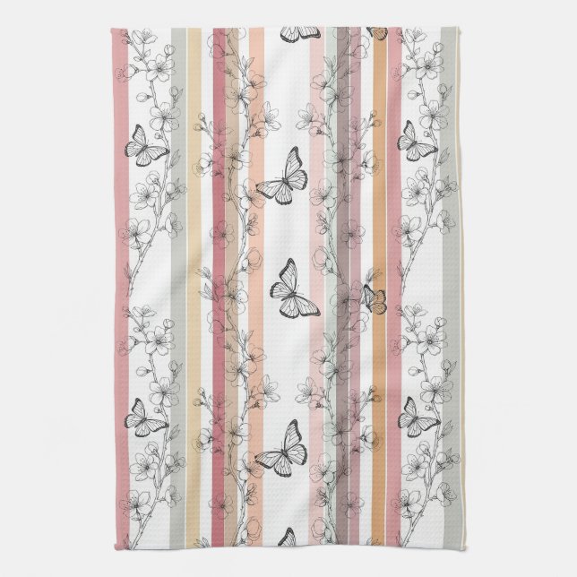 Elegant Butterfly Blossom (10) Tea Towel (Vertical)