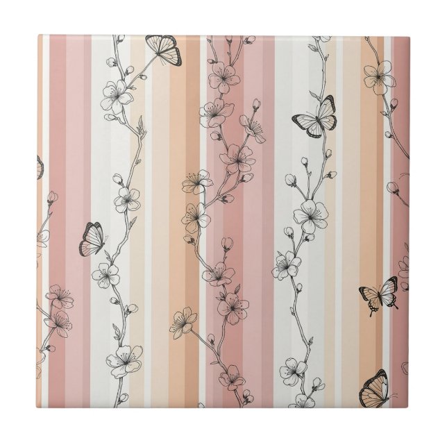 Elegant Butterfly Blossom (11) Ceramic Tile (Front)