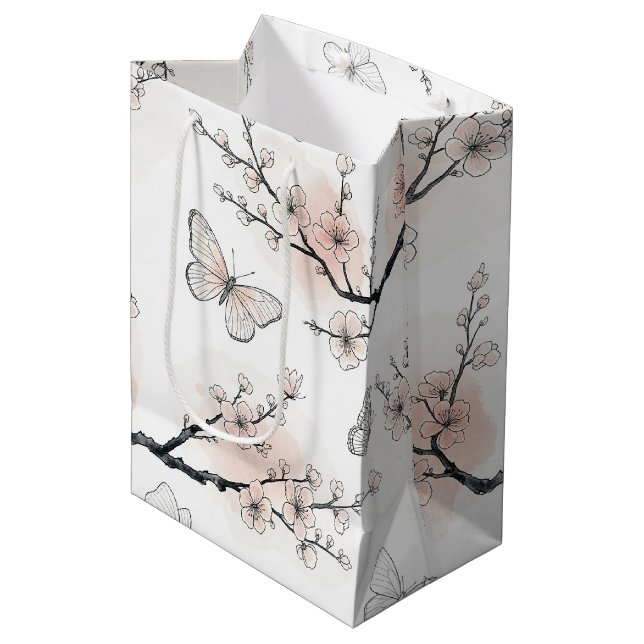 Elegant Butterfly Blossom (11) Medium Gift Bag (Front Angled)