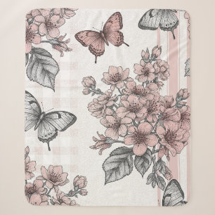Elegant Butterfly Blossom (1) Sherpa Blanket