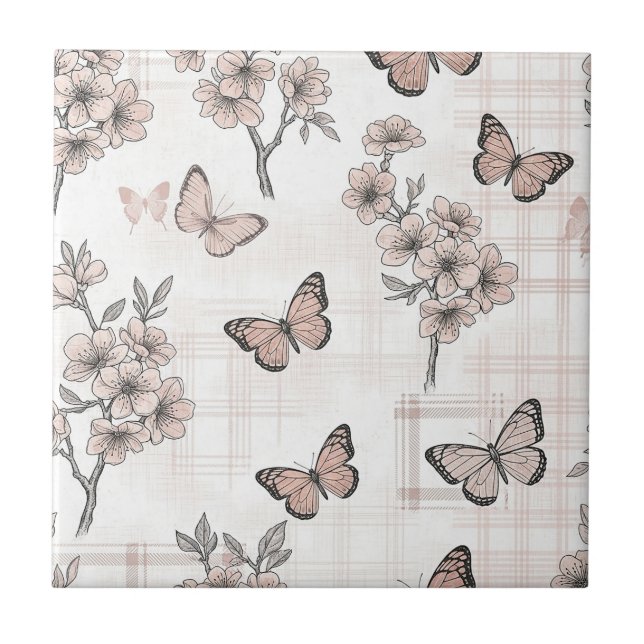 Elegant Butterfly Blossom (4) Ceramic Tile (Front)