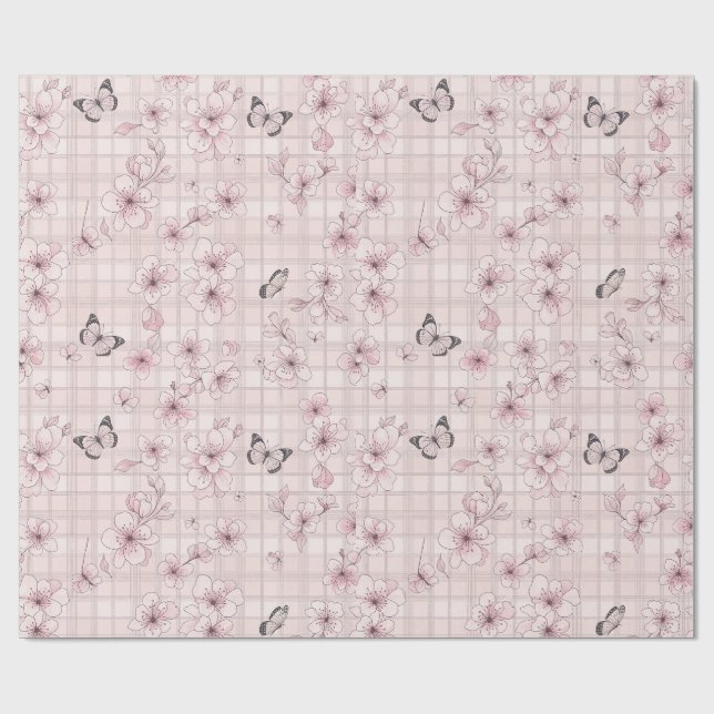 Elegant Butterfly Blossom (4) Wrapping Paper (Flat)