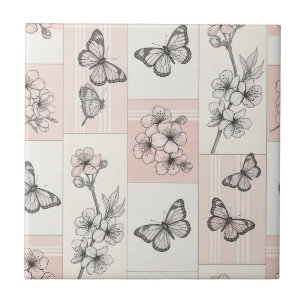Elegant Butterfly Blossom (5) Ceramic Tile