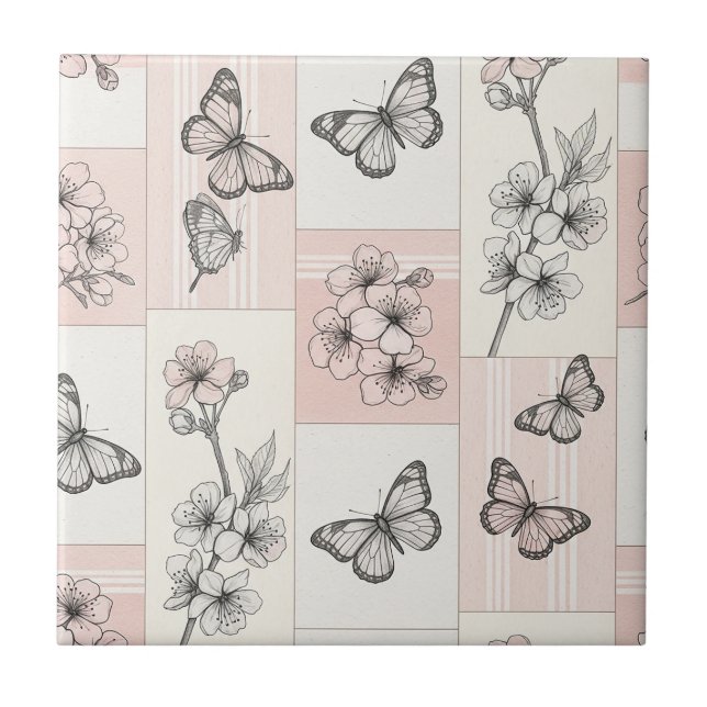 Elegant Butterfly Blossom (5) Ceramic Tile (Front)