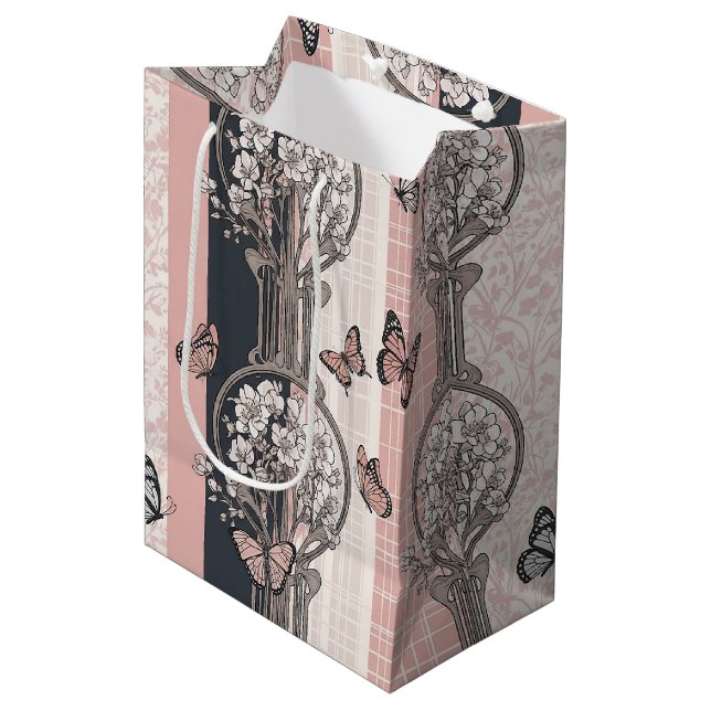 Elegant Butterfly Blossom (5) Medium Gift Bag (Front Angled)