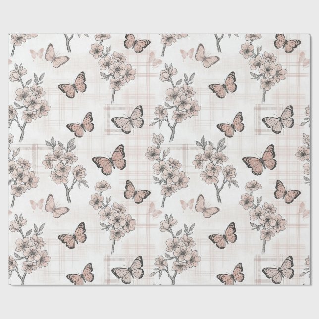 Elegant Butterfly Blossom (6) Wrapping Paper (Flat)
