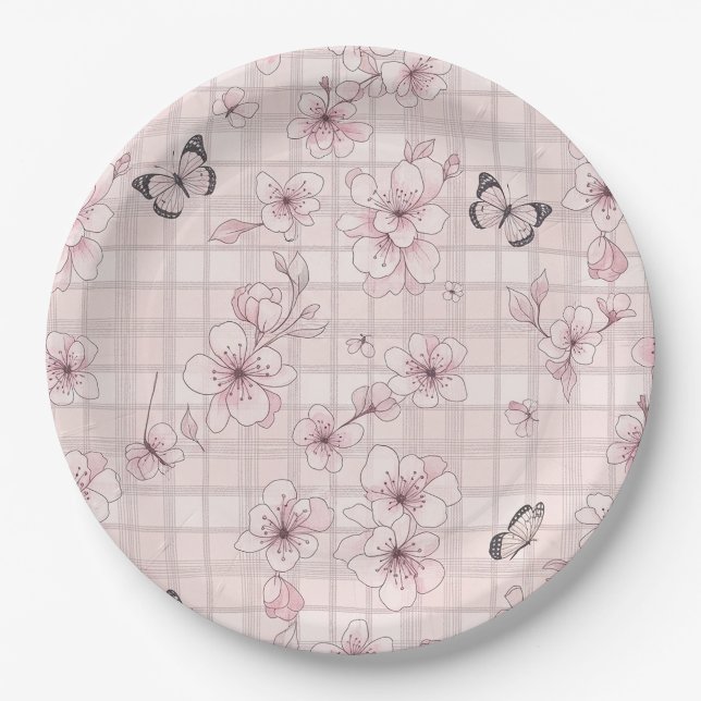 Elegant Butterfly Blossom (7) Paper Plate (Front)