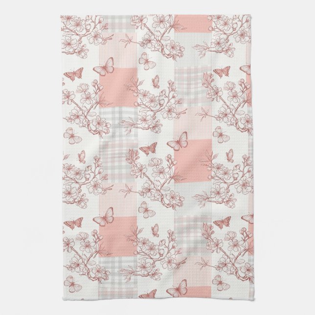 Elegant Butterfly Blossom (7) Tea Towel (Vertical)