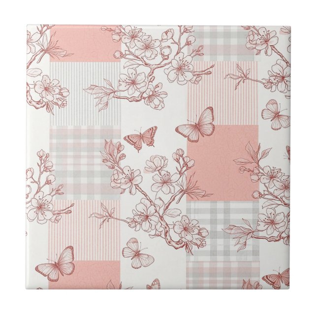 Elegant Butterfly Blossom (9) Ceramic Tile (Front)