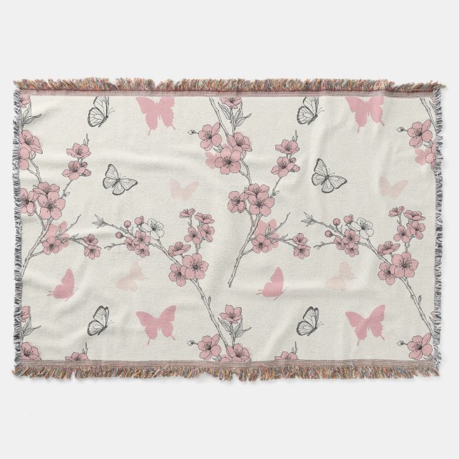 Elegant Butterfly Blossom (9) Throw Blanket (Front)