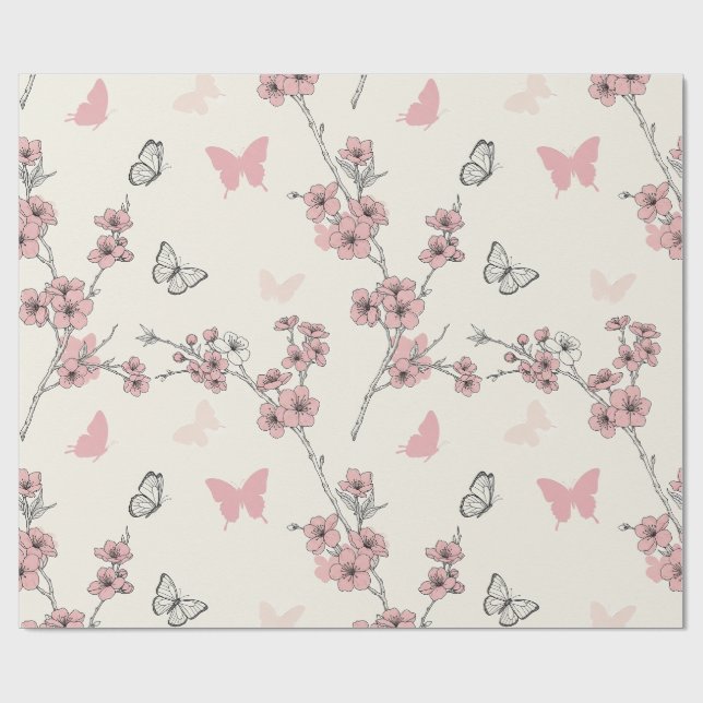 Elegant Butterfly Blossom (9) Wrapping Paper (Flat)