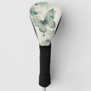 Elegant Butterfly Blossom Ink Art Golf Head Cover