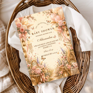 Elegant Butterfly Boho Baby Shower Invitation