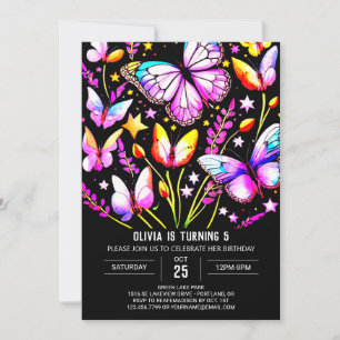 Elegant Butterfly Charm Butterfly Birthday Invitation