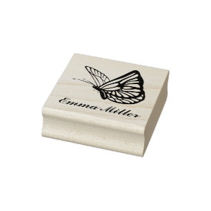 Elegant Butterfly Custom Name Signature Rubber Stamp
