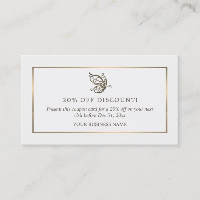 Elegant Butterfly, Discount Voucher Card (Front)
