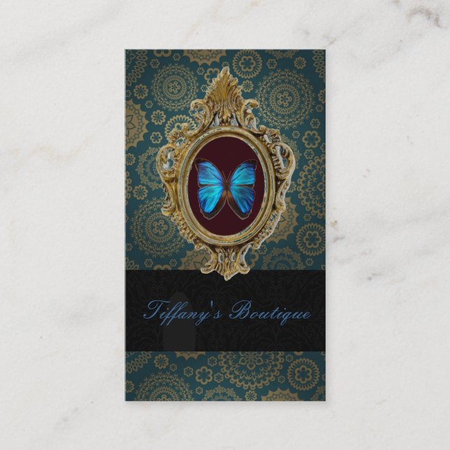 elegant butterfly fashion beauty salon stylist business card (Front)