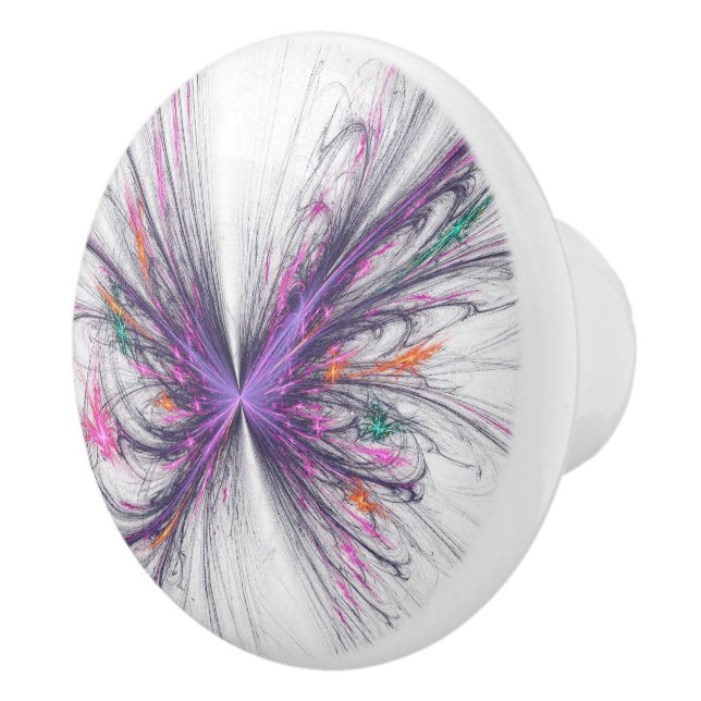 Elegant Butterfly Fractal Ceramic Knob (Right)