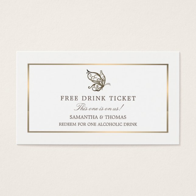 Elegant Butterfly, Free Drink Ticket (Front)