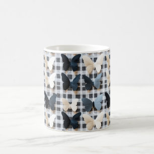 Elegant Butterfly Grid Pattern Coffee Mug