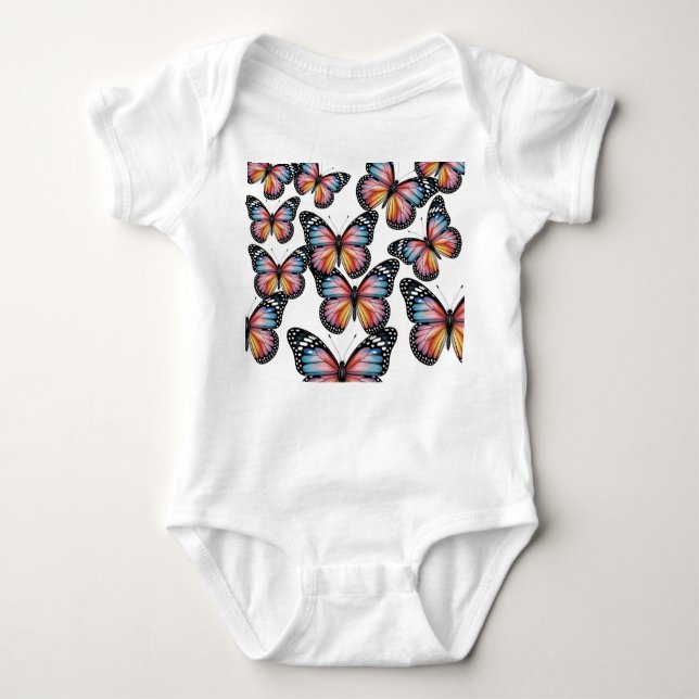 Elegant Butterfly Illustration – Colorful Nature  Baby Bodysuit (Front)